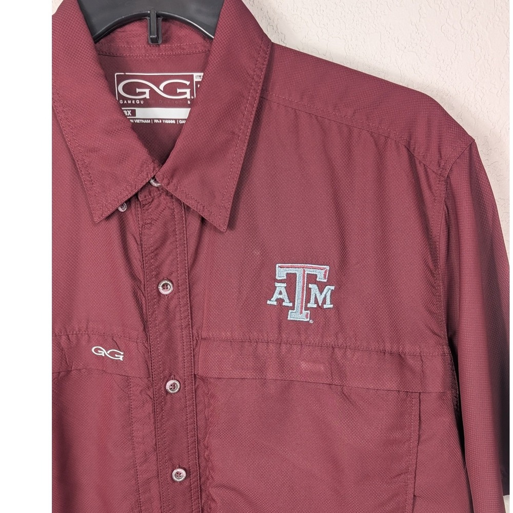 GameGuard Fishing Shirt Men 3X Maroon Texas A&M Aggies Vented Short Sleeve